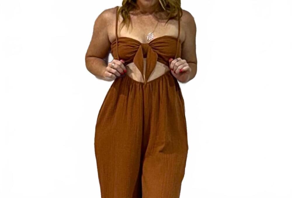NEW BLUIVY the heatform cutout one-piece jumpsuit in clay